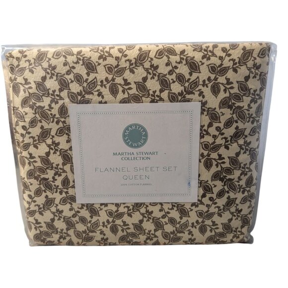 Martha Stewart Queen Inglenook Flannel Sheet Set 100% Cotton Floral Fall Winter - Picture 1 of 13